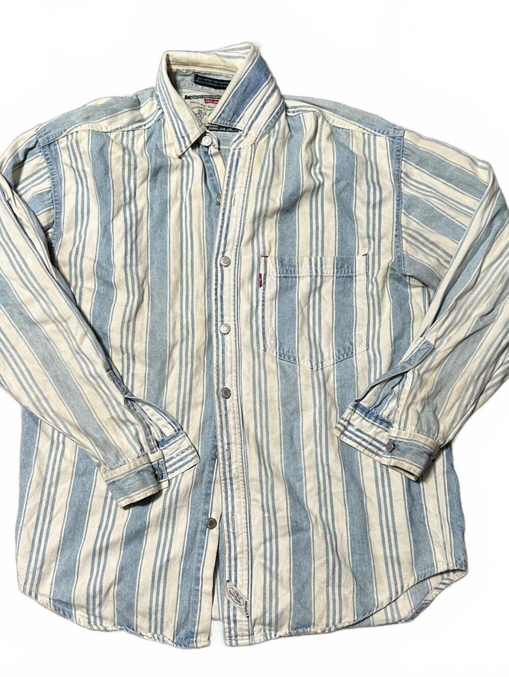 Vintage Levis Vertical Stripped Cotton Button Up Size S